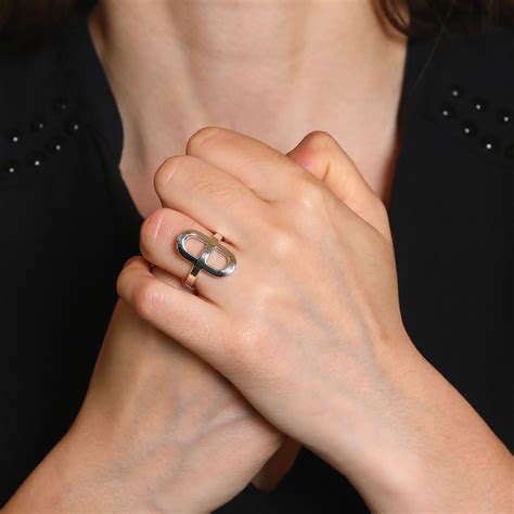 HERMÈS. Bague Ever Chaîne d’ancre argent .